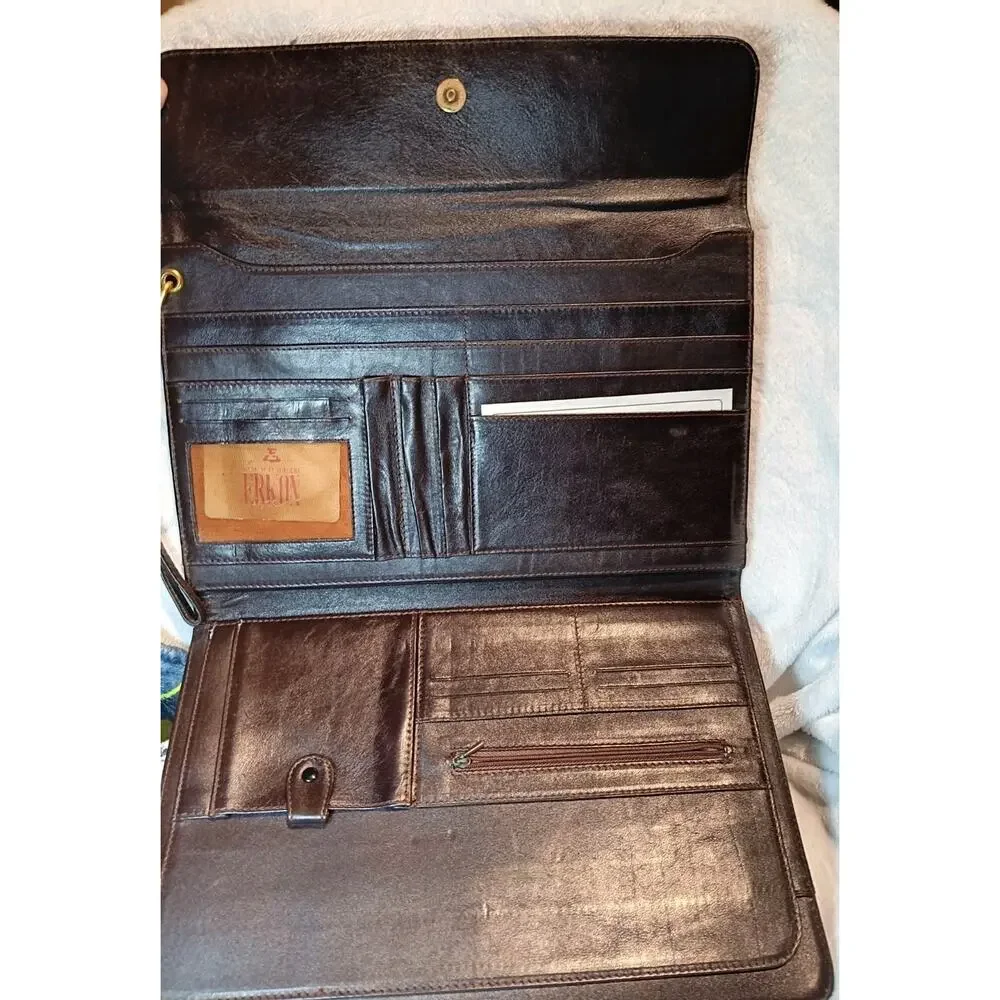 Leather Portfolio Organizer - Brown - Unbranded